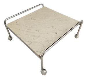 1980s Bruno Mathsson for Dux "Karin" Chrome and Marble Coffee Table