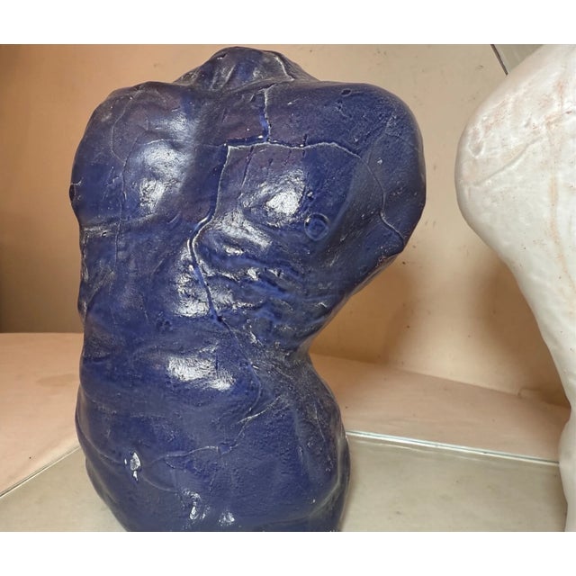 2000 - 2009 Original Hand Blown 2004 Duncan House Art Studio Glass 2 Male Torso Sculpture For Sale - Image 5 of 17