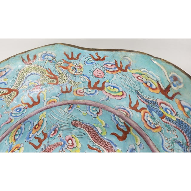 Chinese Baby Blue Peking Enamel Dragon Bowl For Sale - Image 4 of 13