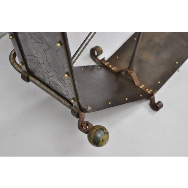 Antique Gothic Spanish Renaissance Steel Brass Octagonal Glass Top Coffee Table For Sale - Image 17 of 18