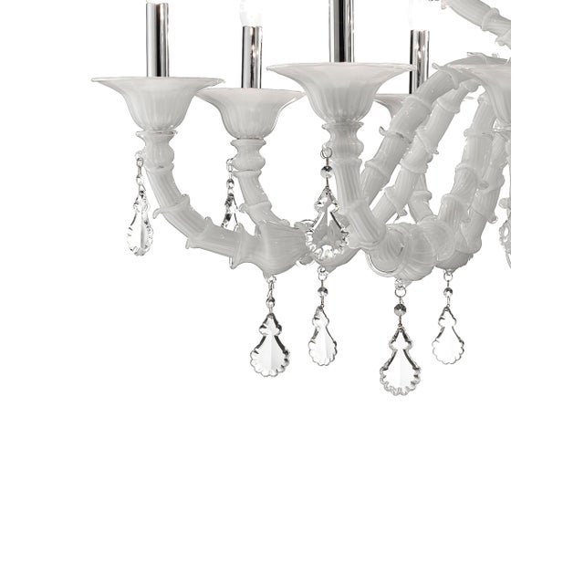Stunning Venetian modern white "Ca' Rezzonico" with culs Murano glass chandelier . Full od curls and crystal pendants in a...