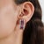 Contemporary Geometric Ruby & Diamond Hoop Earrings in 925 Sterling Silver, A Pair For Sale - Image 4 of 14
