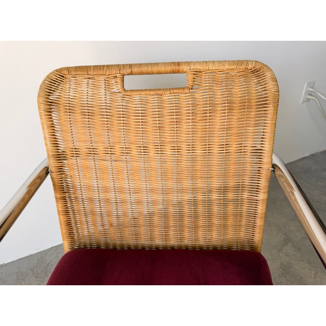 Mid Century Modern Harvey Probber Style Chrome & Cane Cantilever Arm Chairs For Sale - Image 10 of 17
