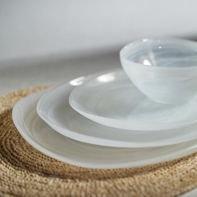 Reneta Alabaster Glass Plates, Set of 6, 11.5" For Sale - Image 4 of 6
