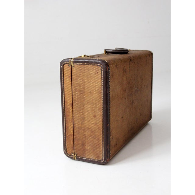 Mid-Century Modern Vintage 1950s Jc Higgins Tweed Suitcase For Sale - Image 3 of 9