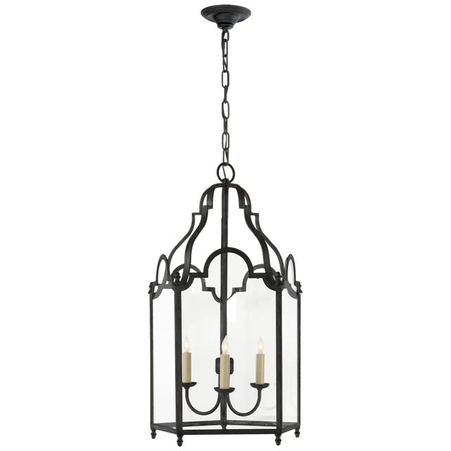 Chapman & Myers for Visual Comfort Signature French Market Medium Lantern in Black Rust For Sale