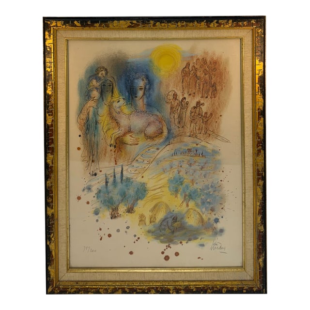 C. 1973, "Amos", Color Lithograph in Vintage Frame, Expressionist, Artist Reuven Rubin For Sale