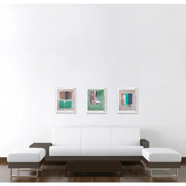 2020s Static 423 Framed Abstract Green/Brown Painting For Sale - Image 5 of 5