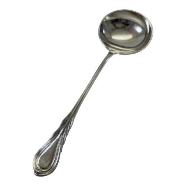 1980s Silver Soup Ladle, Lily For Sale