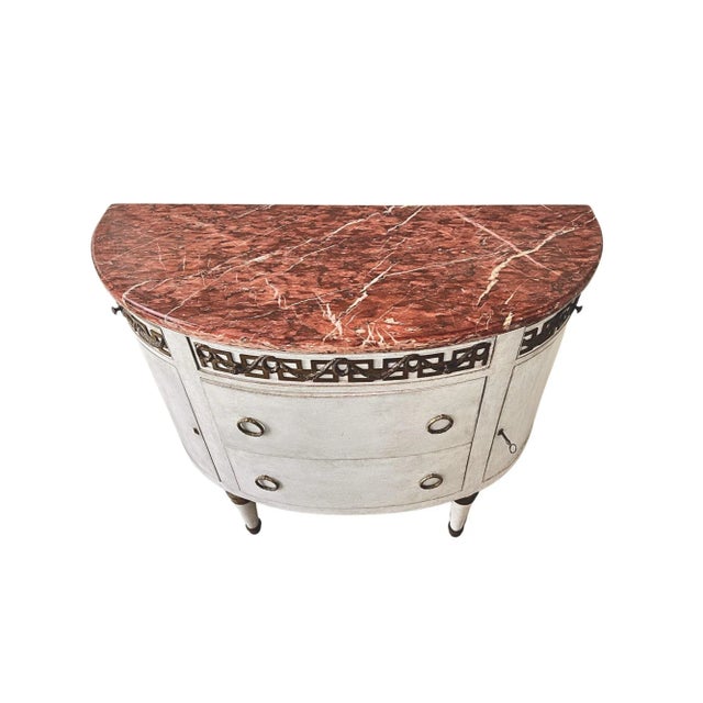 Blue 19th Century Swedish Gustavian Demi-Lune Commode For Sale - Image 8 of 11