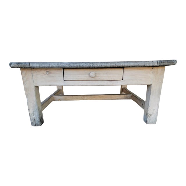 1980s Rustic Weathered Wood Coffee Table For Sale