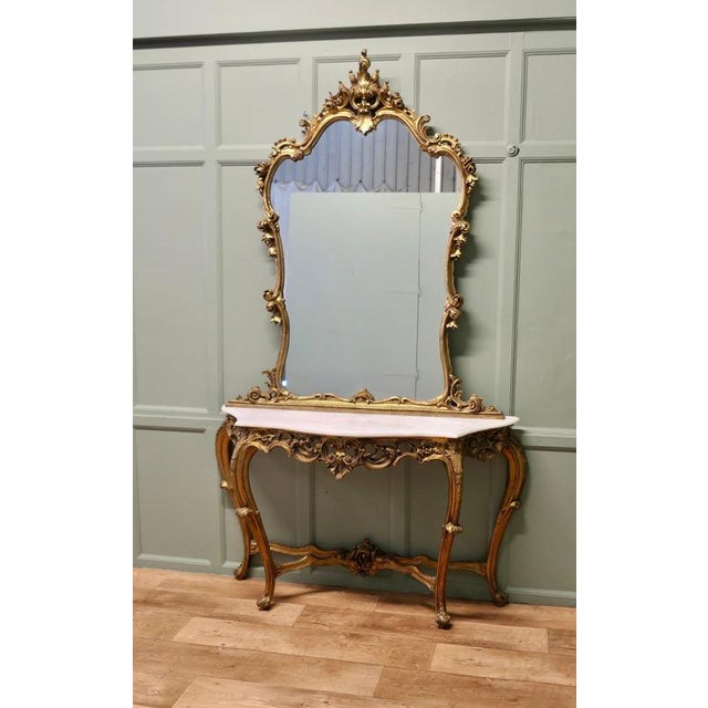 19th Century Italian Console Table and Mirror Set A very rare and beautiful set, complete and still together, the date...