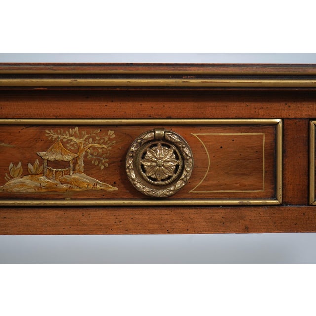 Hekman 2 Drawer Yew Wood & Walnut Library Table For Sale - Image 12 of 17
