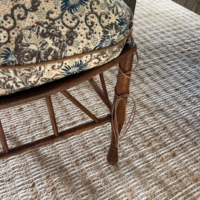 Antique English Thebes Stool With Custom Pierre Fret Le Manach Down Filled Cushion For Sale In New York - Image 6 of 7