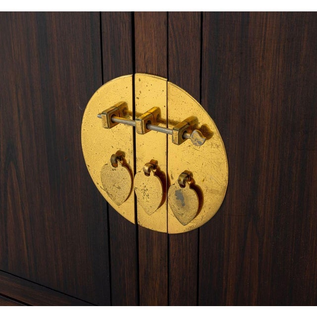 Late 20th Century Asian Modern Brass Mounted Mahogany Sideboard For Sale In New York - Image 6 of 9