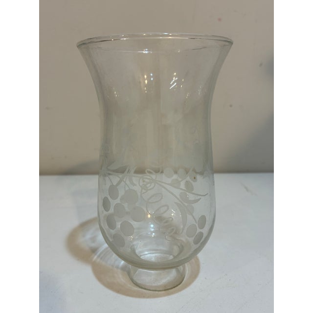 Shabby Chic Vintage Etched Grape & Vine Glass Hurricane Shades, Set of 6 For Sale - Image 3 of 6