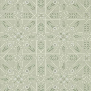 Morris & Co Brophy Trellis Wallpaper in Sage Linen For Sale