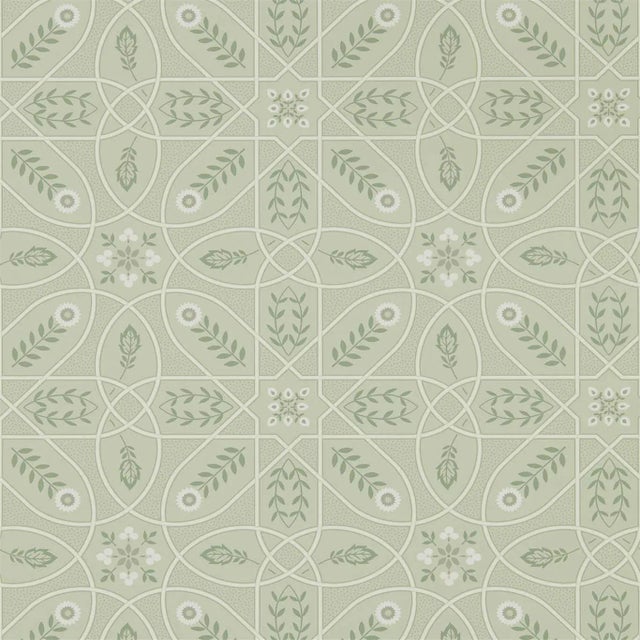 Morris & Co Brophy Trellis Wallpaper in Sage Linen For Sale
