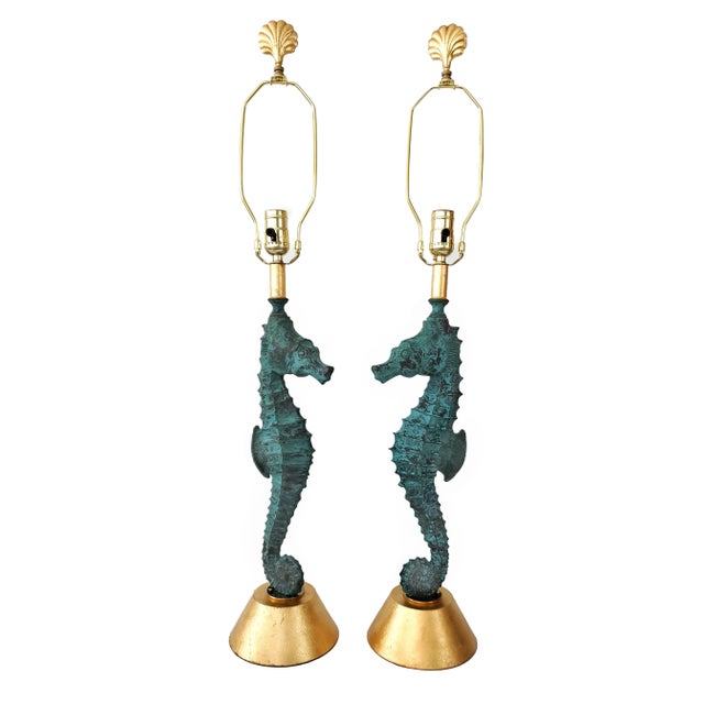Nautical Lamp Pair Seahorses For Sale - Image 3 of 15