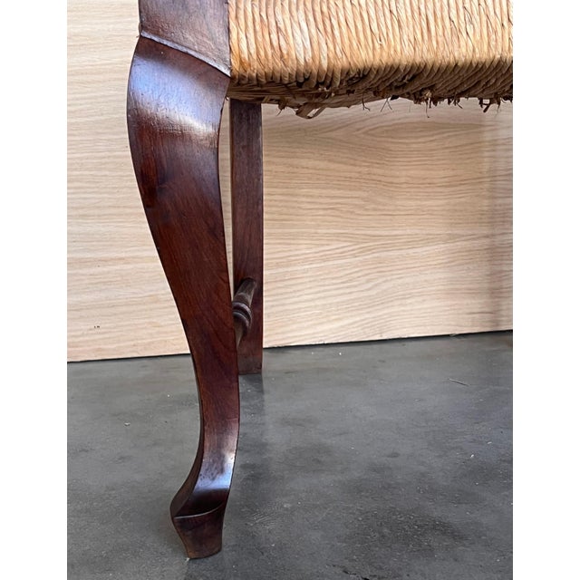 20th Pair of Spanish Walnut Armchairs with High Back and Seat Caned For Sale - Image 14 of 18