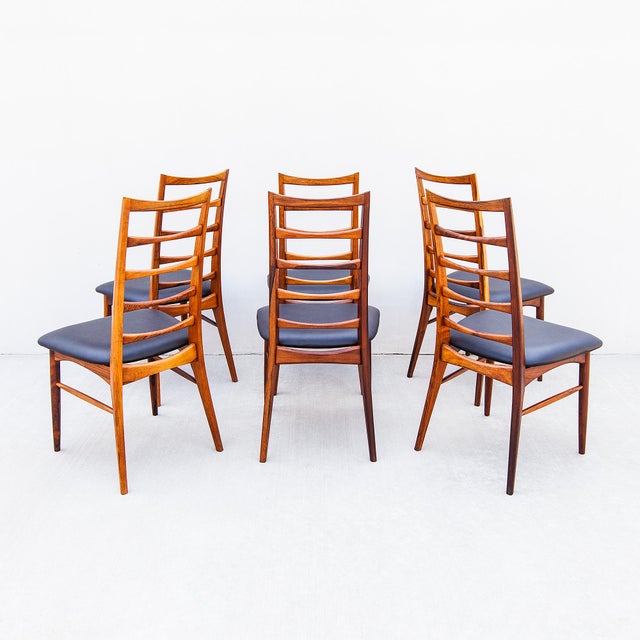 Mid-Century Modern 1960s Rare Danish Modern "Lis" Dining Chairs in Rosewood & Leather by Niels Koefoed For Sale - Image 3 of 18