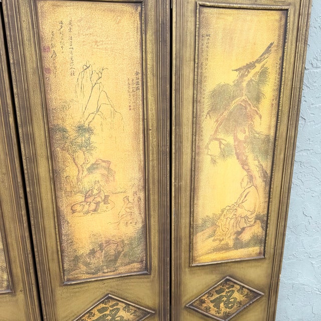 Vintage Chinoiserie Room Divider Screen For Sale In West Palm - Image 6 of 9