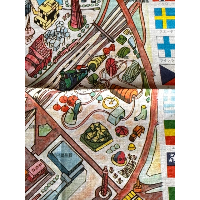 Contemporary Vintage Textile Map of Osaka Japan For Sale - Image 3 of 12