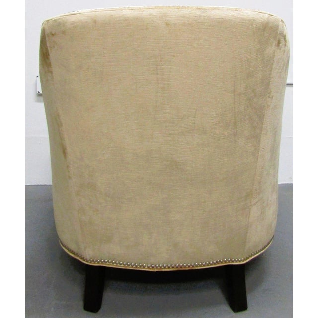 Tan Pair of Century Furniture Velvet Upholstered Nail Head Lounge Chairs and Pillows For Sale - Image 8 of 18