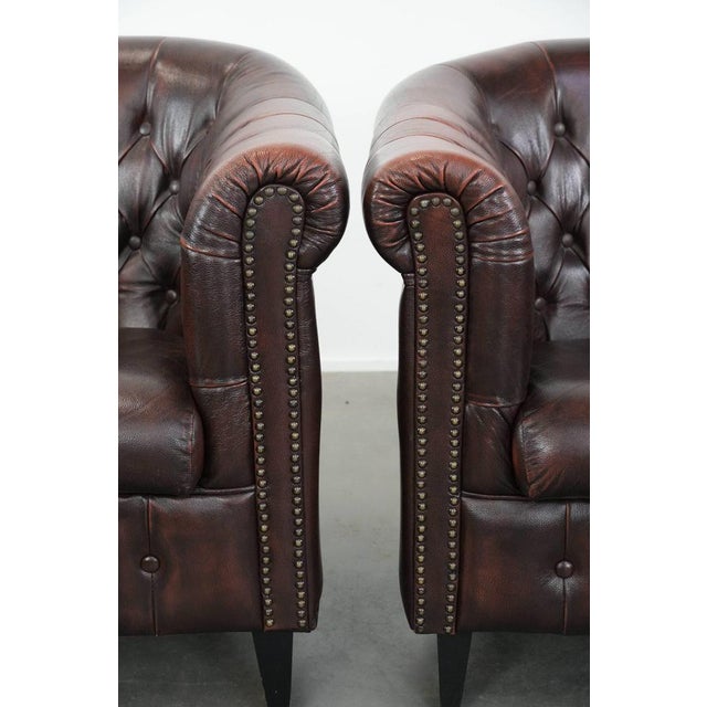 Chesterfield Club Chairs in Cowhide Leather, Set of 2 For Sale - Image 10 of 18