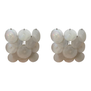 1960s Pair of Opalescent Murano Glass Sconces by Vistosi