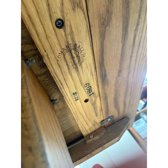 Vintage MCM Conant Ball Solid Oak Extendable Dining Table For Sale - Image 16 of 16