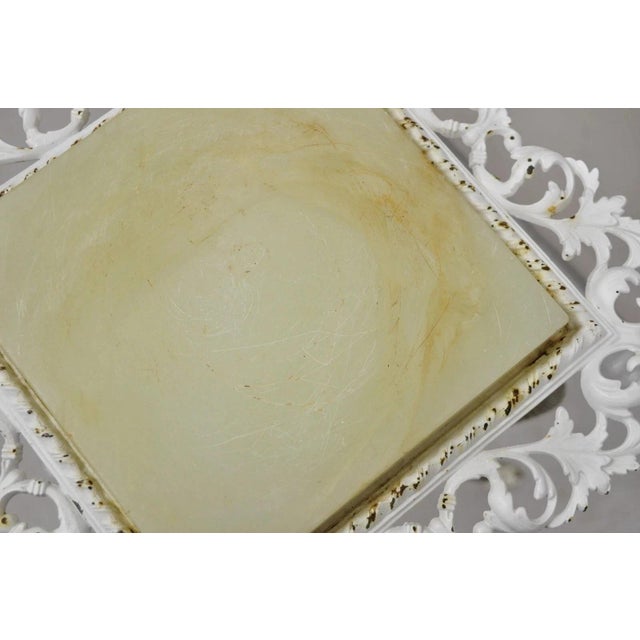 White Antique Victorian Brass 2 Tier Onyx Stone Top Plant Stand Pedestal Side Table For Sale - Image 8 of 10