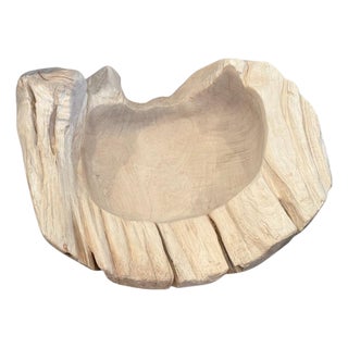 Andrianna Shamaris Oversized Bleached Sculptural Teak Wood Vessel For Sale