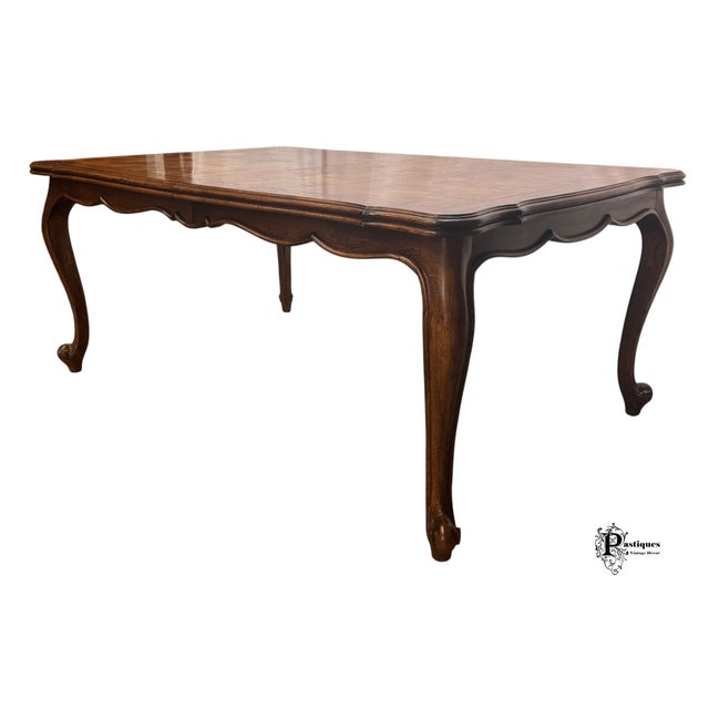 Century Furniture Vintage Century French Country Style Oak Parquet Extension Dining Table For Sale - Image 4 of 12