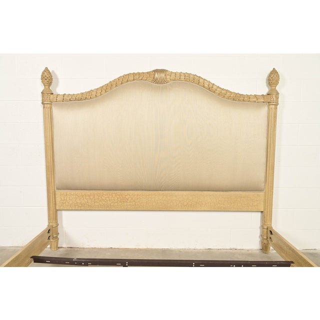 Henredon Style French Regency Louis XVI Cream Crackle Lacquered Upholstered King Size Bed For Sale In South Bend - Image 6 of 14