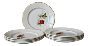 French Bohemian Plates from Keller and Guerin Lunéville, 1950s, Set of 10