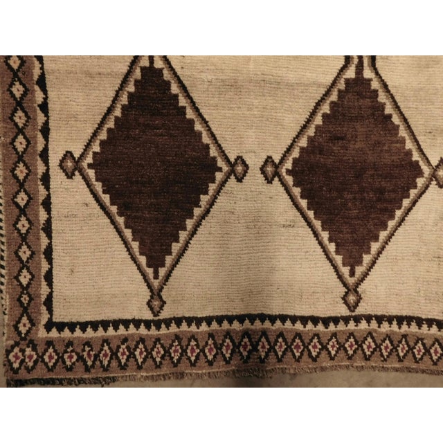 Boho Chic Vintage Handmade Persian Gabbeh Rug in Neutral Tones. 4'x 7'8" For Sale - Image 3 of 12