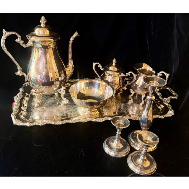 Vintage Silver-Plated on Copper Tea and Coffee Service Set For Sale - Image 6 of 11