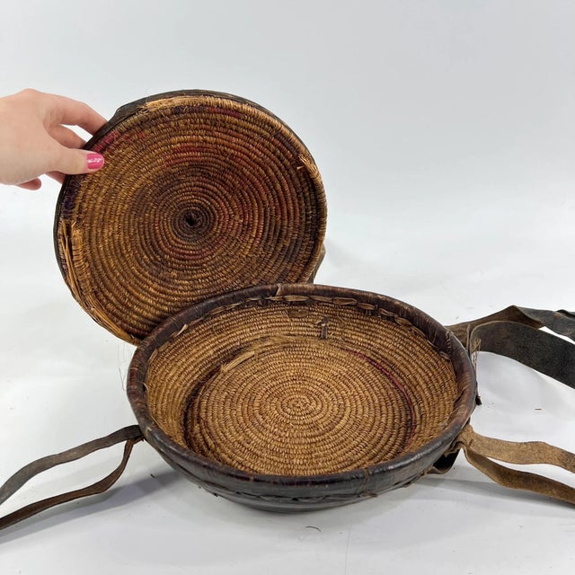 Early 20th Century Early 20th Century Mesob Lidded Leather Wrapped Lunch Basket Ethiopia For Sale - Image 5 of 9