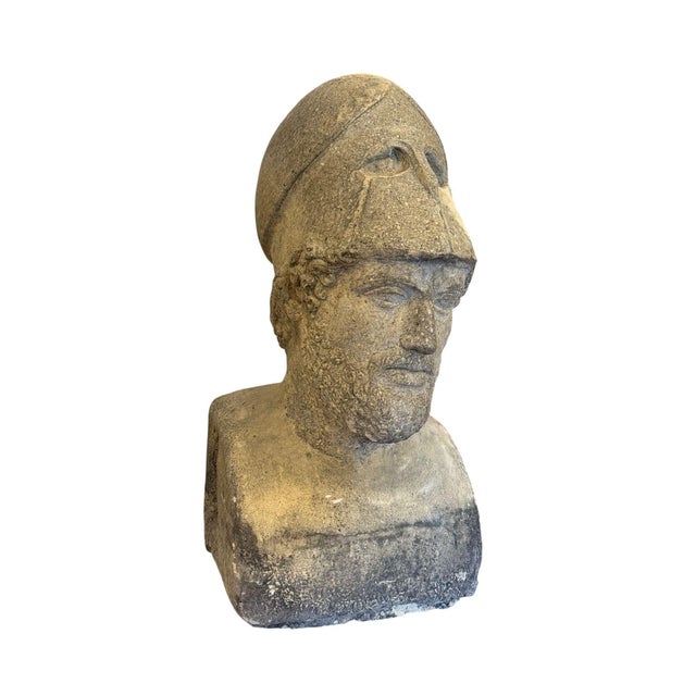 Carved Stone Bust of Pericles With Corinthian Helmet. Italy, 20th Century. For Sale In Los Angeles - Image 6 of 8