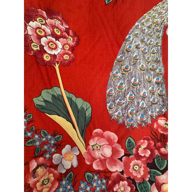 Lorenzo Rubboli Rubelli “Borromea” Chinoiserie Peacock Fabric – Red Ground, Continuous 14 Yards, Italy For Sale - Image 4 of 13