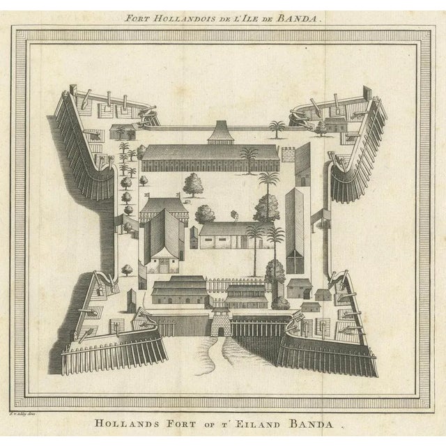 Jacob van der Schley, Voc Fort Nassau at Banda of the Spice Islands, Bird's-Eye View, Engraving, 1740 For Sale - Image 6 of 10
