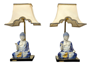 Vintage Scultura Viva Porcelain Buddha Lamps by Edoardo Tasca, 1970s, Set of 2