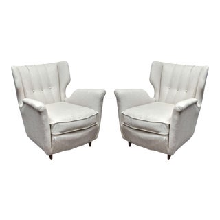 1950s Upholstered Club Chairs in Gio Ponti Style For Sale