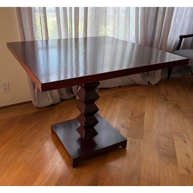 Postmodern Donghia Red Mahogany Zig Zag Game Table For Sale - Image 3 of 5