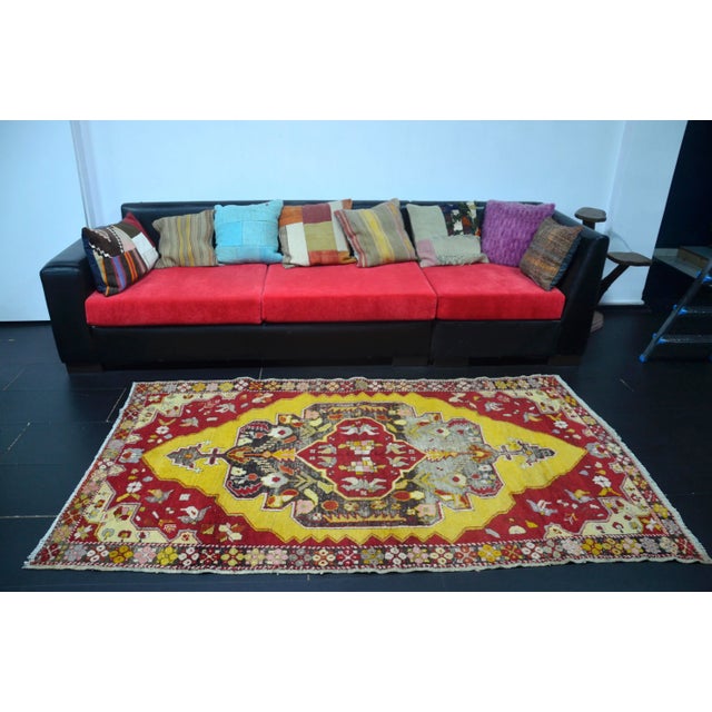 1960s Handmade wool and cotton rug in Turkish Anatolian Carpet, Vintage Area Rug, Turkish Vintage Anatolian Rug, Handmade...