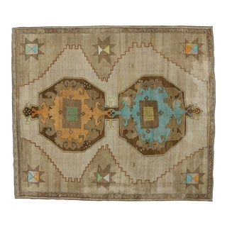 1950s Turkish Painted Oushak Kars Area Rug - 11' X 12'9 For Sale