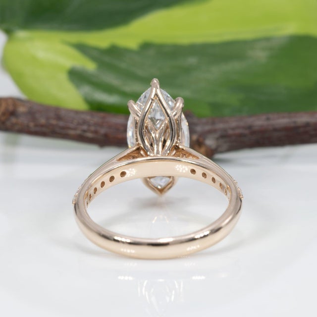 3Ct Lab-Grown Diamond Ring With Earth-Mined Diamond Accents in Solid 14k Gold, Size 6.75 For Sale - Image 9 of 11