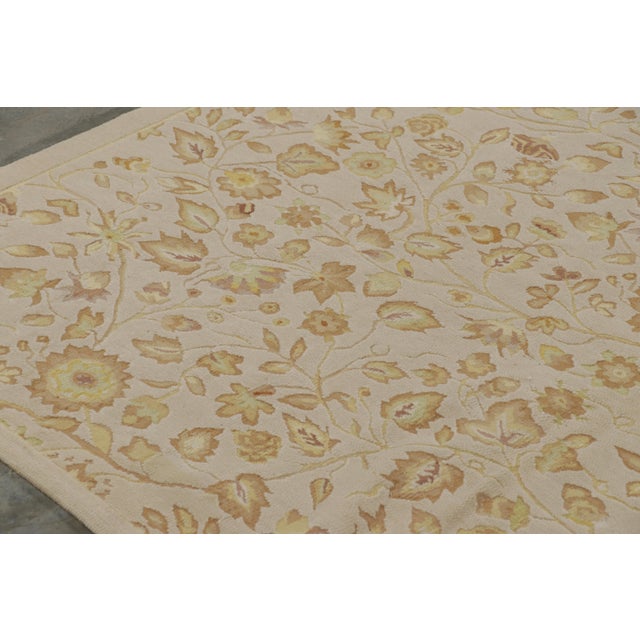 Rug & Kilim Rug & Kilim’s Tudor Style Rug in White With Beige-Brown Floral Patterns For Sale - Image 4 of 8