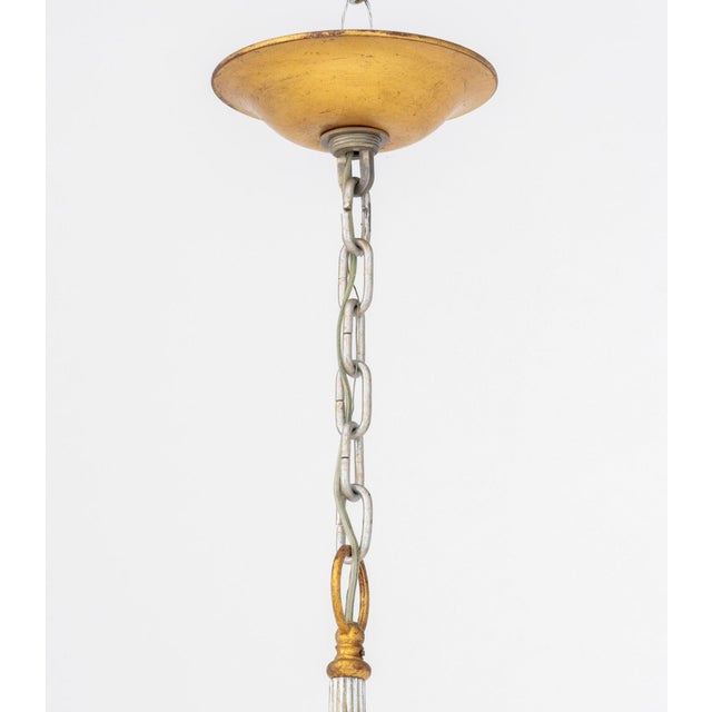 Wood Modern Art Glass Silvered and Giltwood Chandelier For Sale - Image 7 of 9